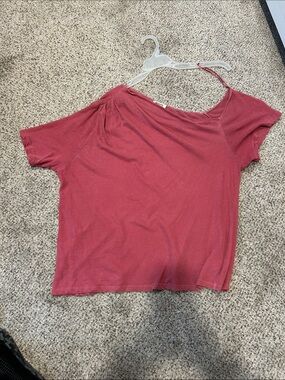 LAmade Short Sleeve Asymmetrical Neck Top — Rose